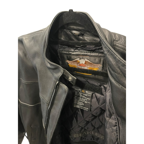 Harley Davidson Motorcycle Black Leather Riding Jacket Size XL Zip Armor Biker - Picture 6 of 11